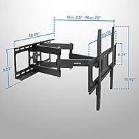 Mount-It! Outdoor TV Mount Weatherproof, Anti-Rust Anti-Corrosion Outside TV Bracket for Patio, Gazebo and Exterior, Fits 37-80", Heavy Duty Dual Full Motion Arms, VESA Up to 600x400mm, 110 Lbs Limit