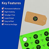 Avery Printable Starburst Labels, Sure Feed Technology, 1", Neon Green Labels, Print-to-The-Edge, Laser/Inkjet, 480 Total, Great for Mailing Seals and Planner Stickers 480 labels