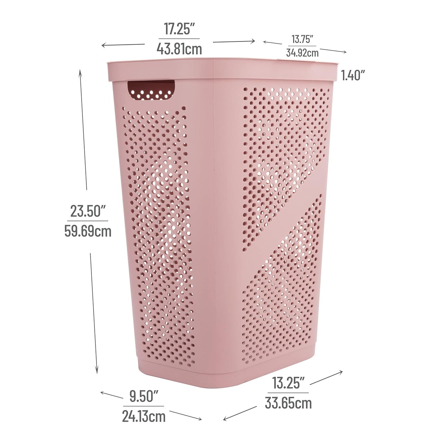 Mind Reader Slim Laundry Hamper with Lid, 60L Ventilated Plastic