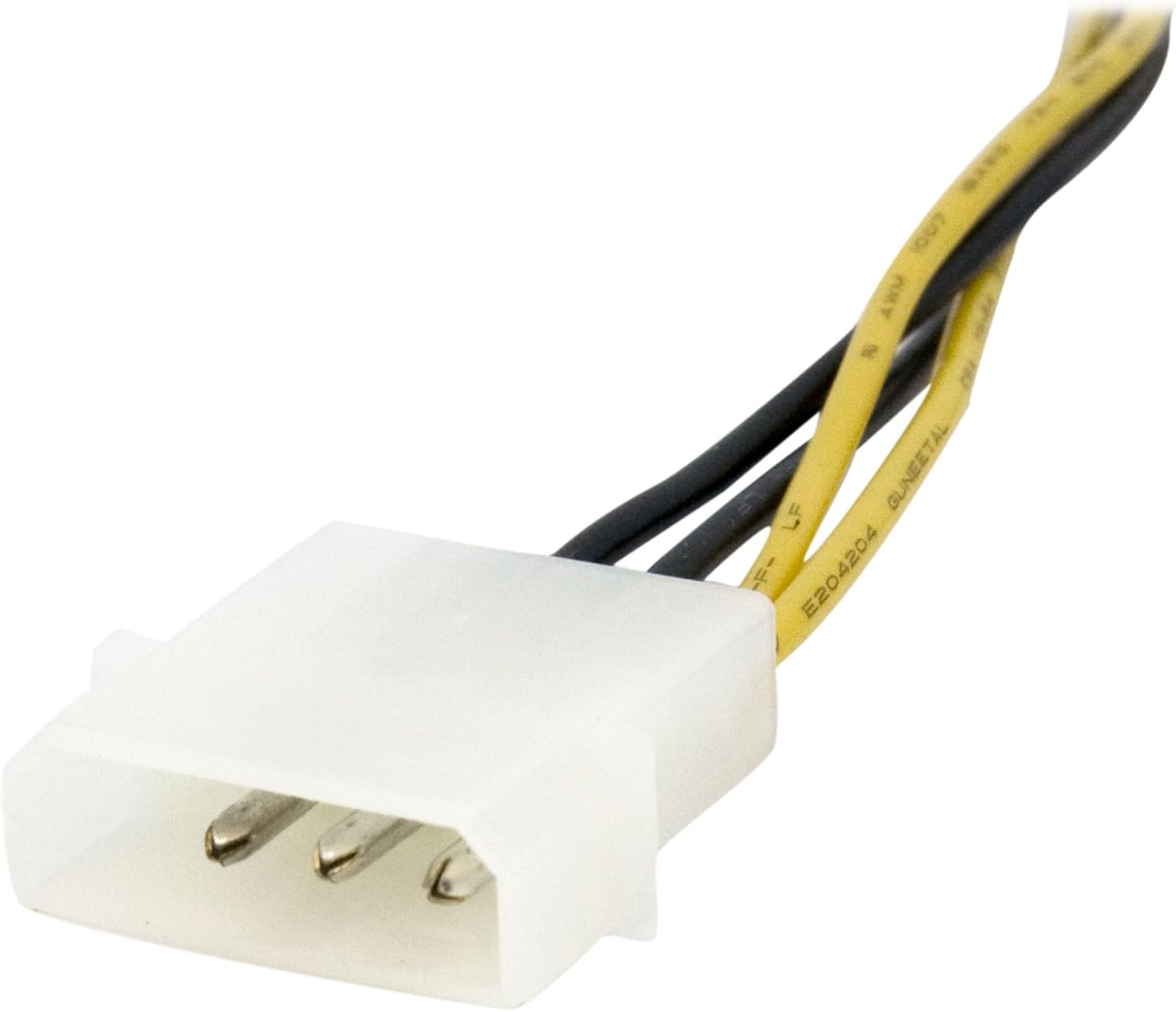 StarTech.com 6 Inch 4 Pin to 8 Pin EPS Power Adapter with LP4 - F/M - ATX to EPS Power Adapter (EPS48ADAP), Black