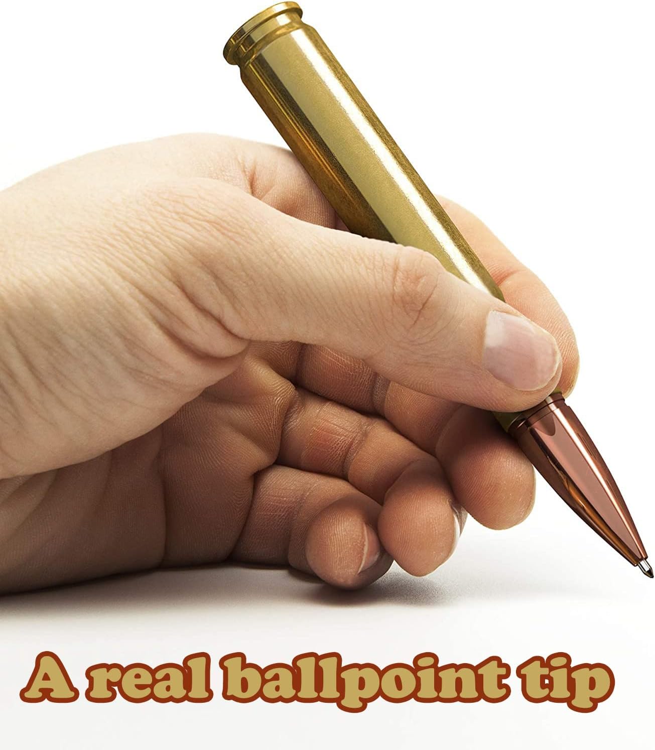 Caliber Gourmet 50 Caliber Bullet Twist Tactical Pen, Gold Plated, Realistic Refillable 50 Cal Bullet Pen for Hunters
