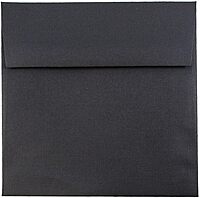 JAM Paper Square Linen Envelopes, Black, Gummed Seal