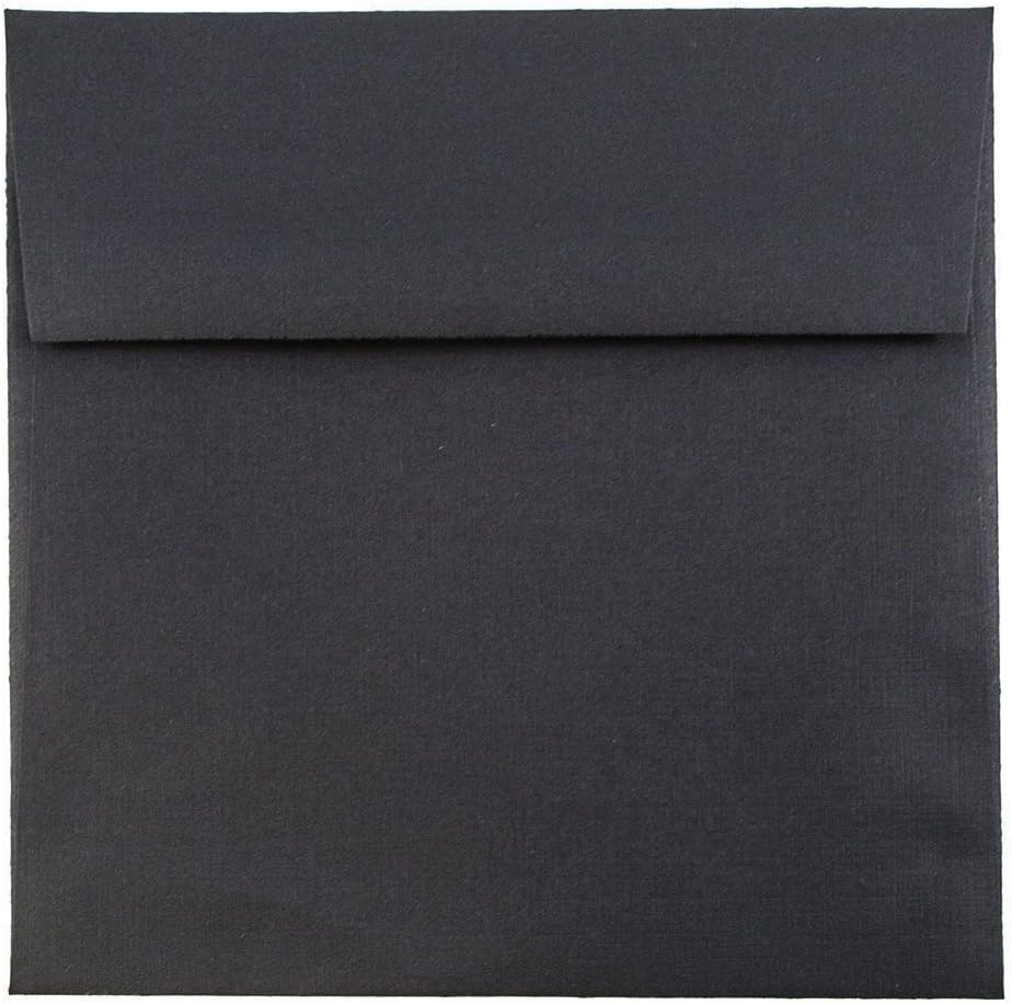 JAM Paper Square Linen Envelopes, Black, Gummed Seal