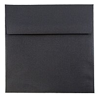 JAM Paper Square Linen Envelopes, Black, Gummed Seal
