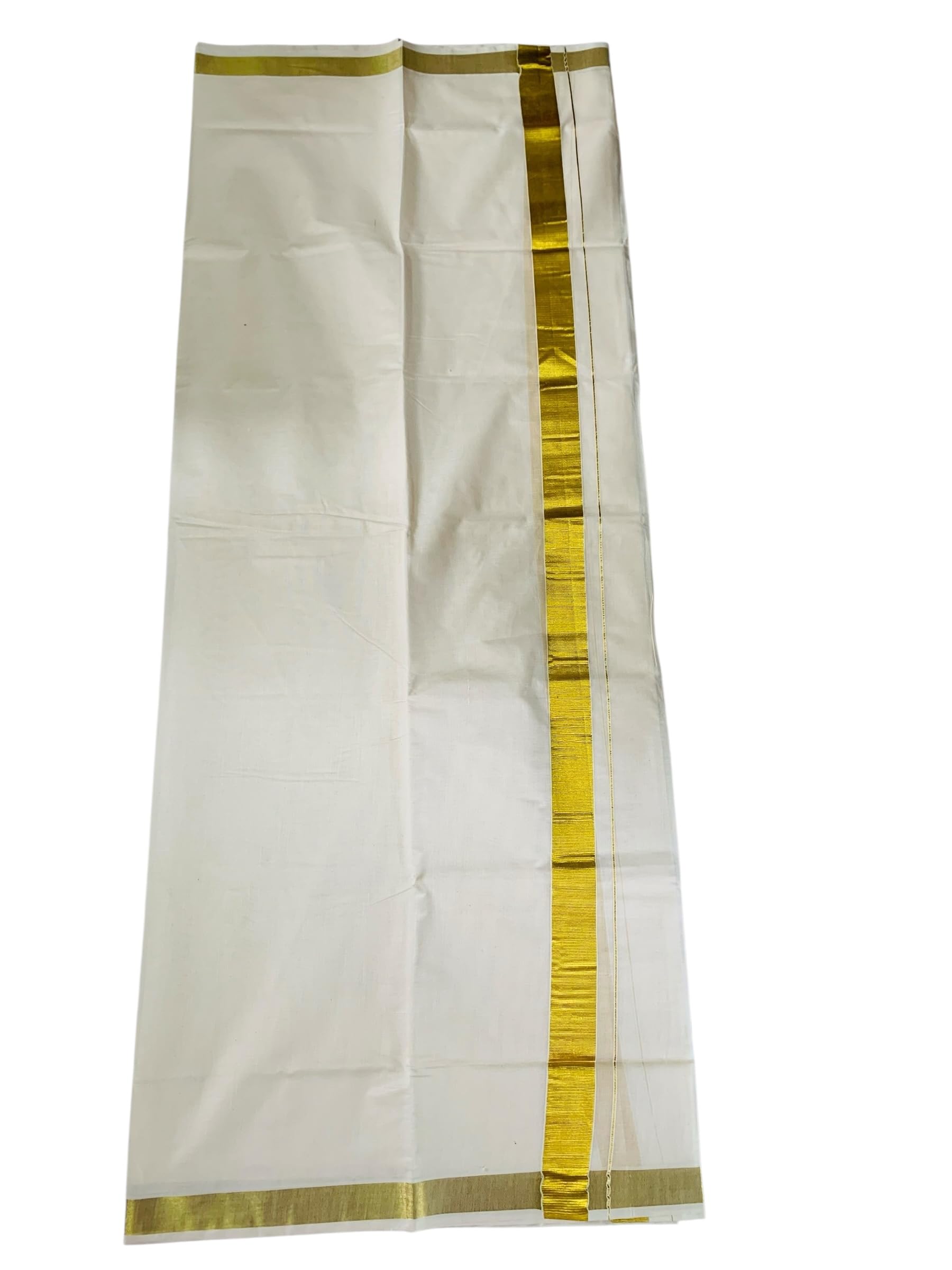 Kuthampully Men's Kerala Kasavu Dhothi Cotton | Golden Kerala Kasavu Mundu | Plain Cotton Dhoti For Men | Traditional South Indian Kasavu Mundu | EKM-887 | Pack -1