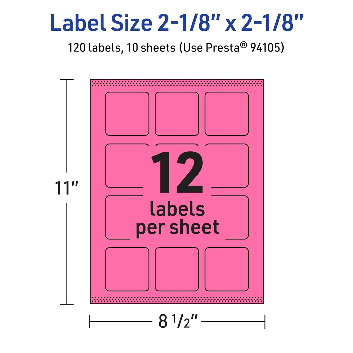AVERY Printable Square Labels, Sure Feed Technology, Print-to-The-Edge, Laser/Inkjet Printable