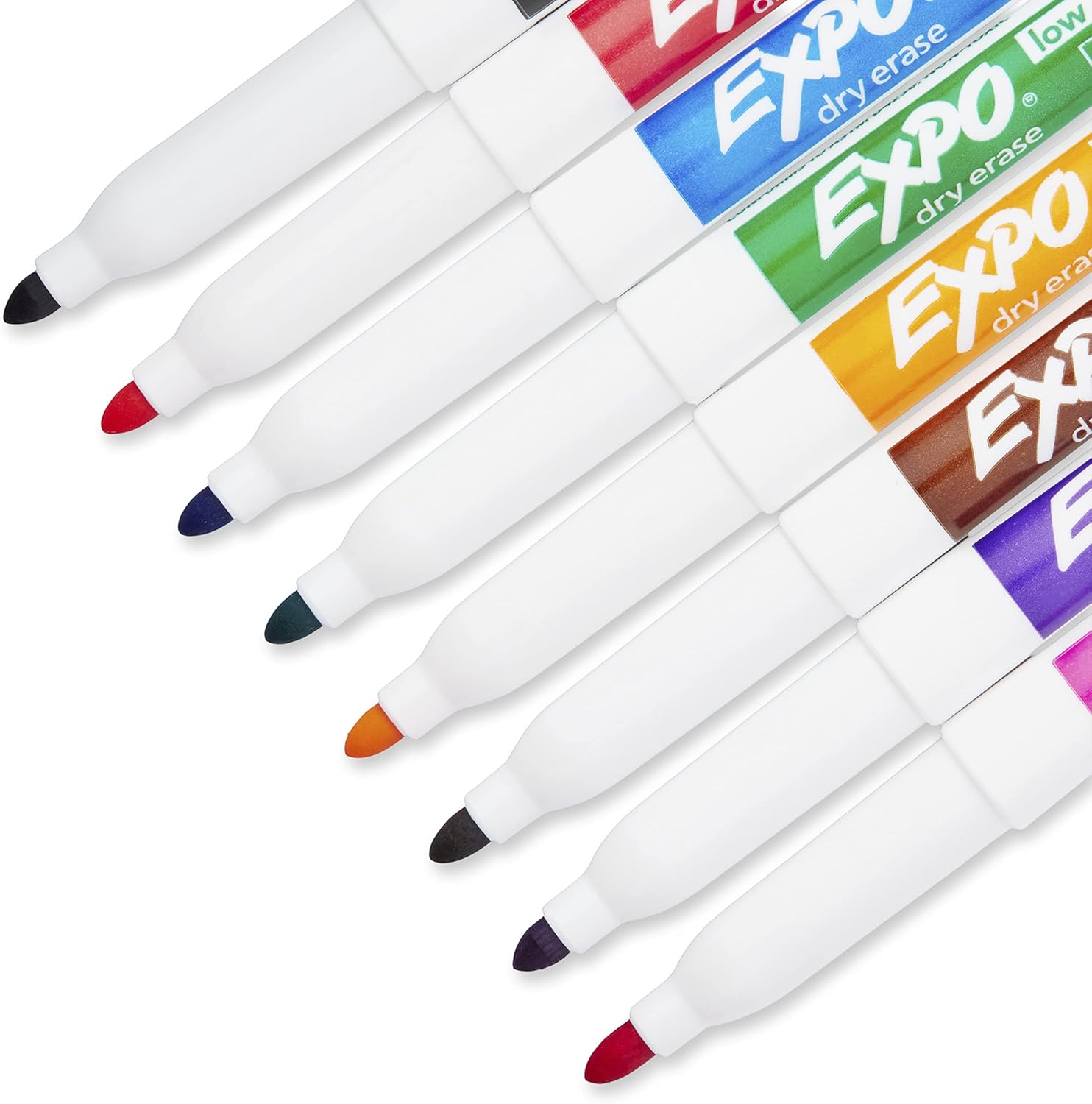 EXPO Low-Odor Dry-Erase Markers, Fine Point, Assorted Colors, Pack Of 8