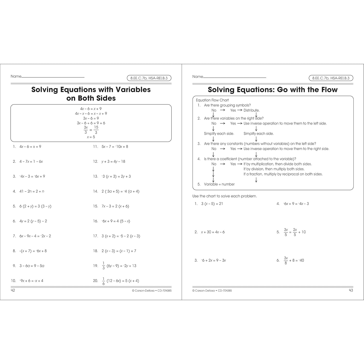 Carson Dellosa The 100 Series Algebra Workbook, Math Book for Grades 7 and Up Covering Fractions, Ratio
