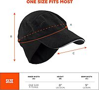 Ergodyne Standard Winter Baseball Cap with Ear Flaps, Black, One Size