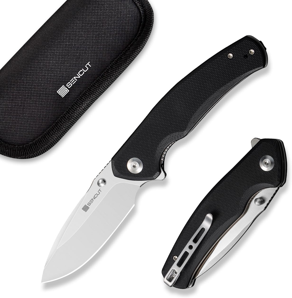 SENCUT Slashkin Folding Pocket Knife, Thumb-Stud & Flipper Opener