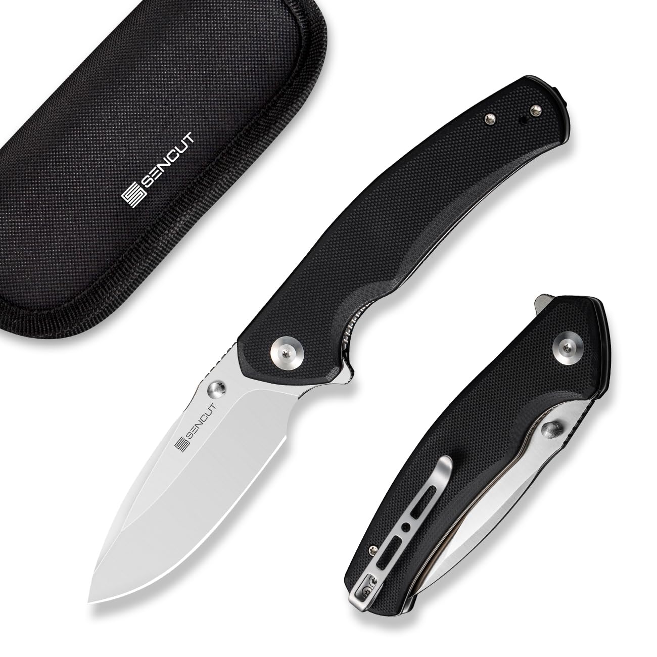 SENCUT Slashkin Folding Pocket Knife, Thumb-Stud & Flipper Opener
