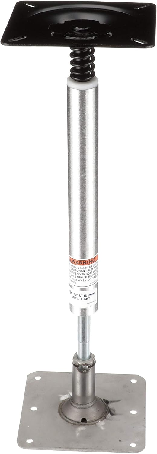 Attwood 977339-T Lock’N-Pin ¾-Inch Pedestal Package — 13-Inches Tall, Brushed Aluminum, 7x7-Inch Base Plate, Threaded