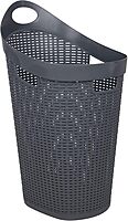 MIND READER 60L Rolling Laundry Hamper, Wicker-Style Plastic, Wheels