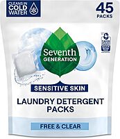 Seventh Generation Laundry Detergent Packs, Free & Clear, Made for Sensitive Skin, 45 Count