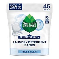 Seventh Generation Laundry Detergent Packs, Free & Clear, Made for Sensitive Skin, 45 Count