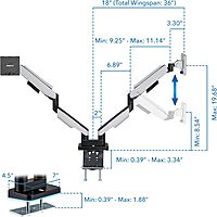 Mount-It! Heavy Duty Dual Monitor Arm up to 35 in. 44 lbs Screens, RGB Lights, 75x75 100x100 VESA Desk Mount for 2 Widescreen Curved Monitors 27 32 34 35 inches, Gas Spring, Clamp, Grommet, RGB Lights