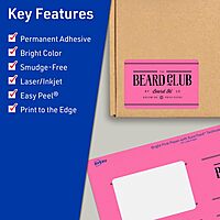 Avery Printable Rectangle Labels, Sure Feed Technology, 1-1/2" x 3-3/4", Bright Pink