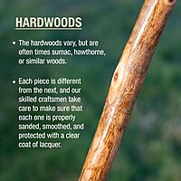 BRAZOS Free Form Rustic Wood Walking Stick, Traditional Handle, Made in USA
