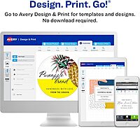 Avery Glossy White Rectangle Scalloped Labels, Sure Feed Technology, 2" x 3", Print-to-the-Edge, Permanent Adhesive, Laser/Inkjet Printable