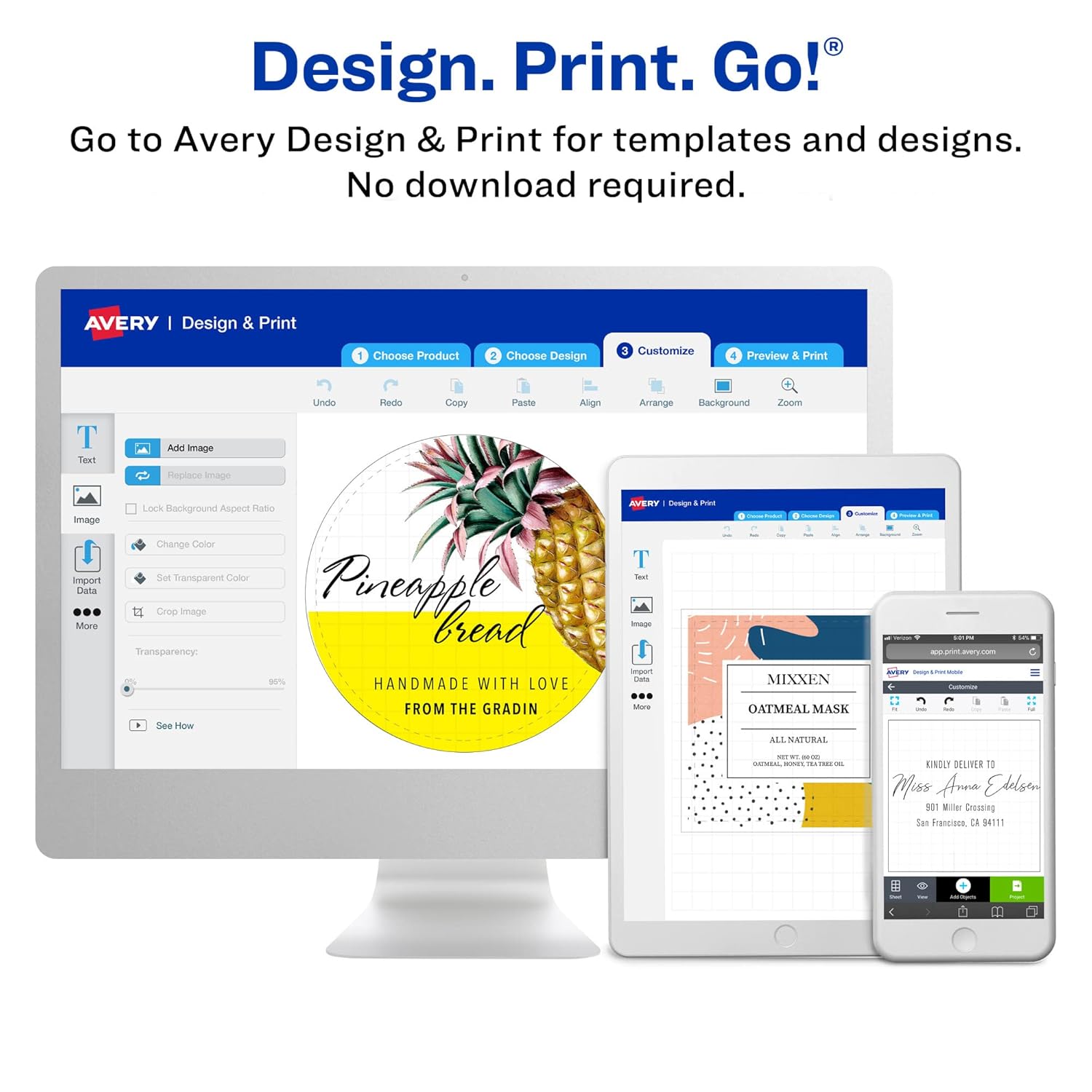 Avery Matte White Removable Rectangle Labels, Sure Feed Technology, Print-to-The-Edge, 1" x 2", 360 Removable Labels
