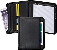 Samsill Professional Padfolio with Secure Zippered Closure, 10.1 Inch Tablet Sleeve, and 8.5 by 11 Inch Notepad, Black