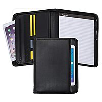Samsill Professional Padfolio with Secure Zippered Closure, 10.1 Inch Tablet Sleeve, and 8.5 by 11 Inch Notepad, Black