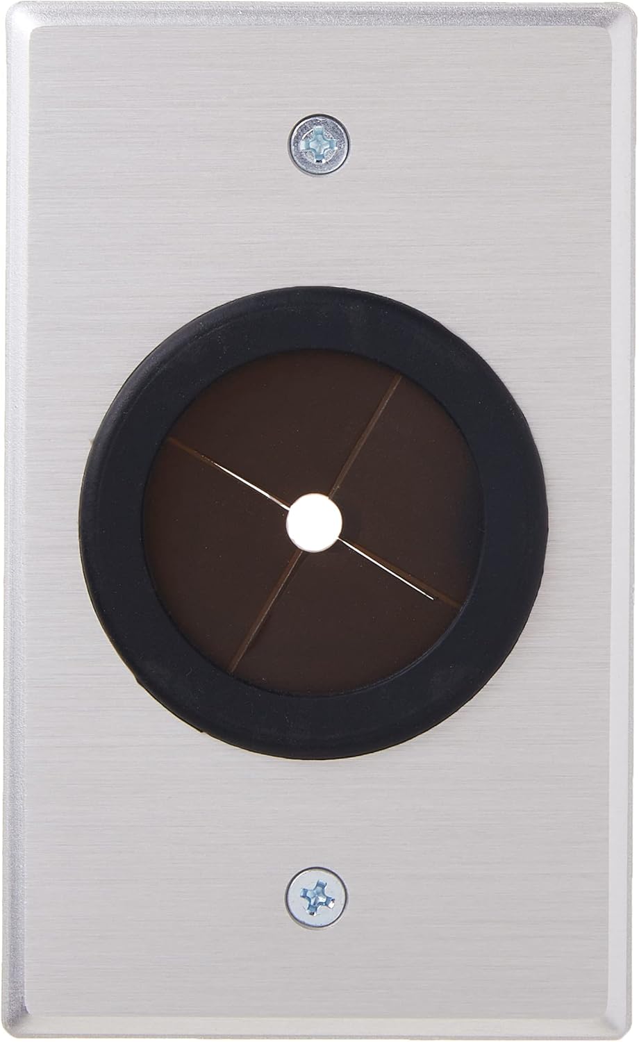 C2G Legrand Cable Pass Through with Rubber Grommet, Grommet Wall Plate Works as Pass Through Wall Plate, Brushed Aluminum