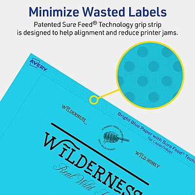 Avery Printable Rectangle Labels, Sure Feed Technology, 5" x 7", Bright Blue Labels, Laser/Inkjet Printable, 20 Total, Great for Shipping and Packaging 20 labels