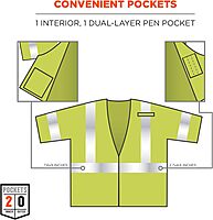 ERGODYNE GloWear 8356FRHL Class 3 Flame-Resistant High-Visibility Safety Vest