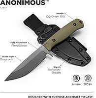 Benchmade - ANONIMUS 539GY Fixed Blade Outdoor Knife with OD Green Handle (539GY)