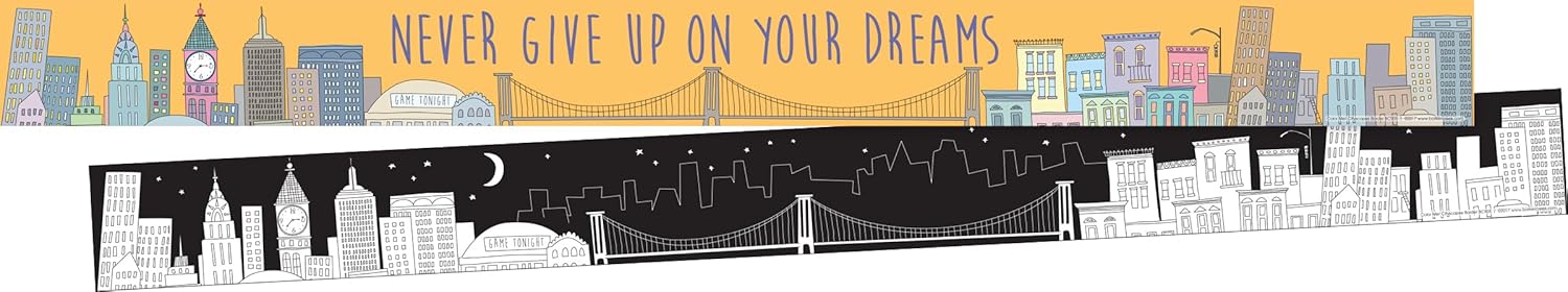 Barker Creek Double-Sided Border, Scalloped & Straight Edge, City Views