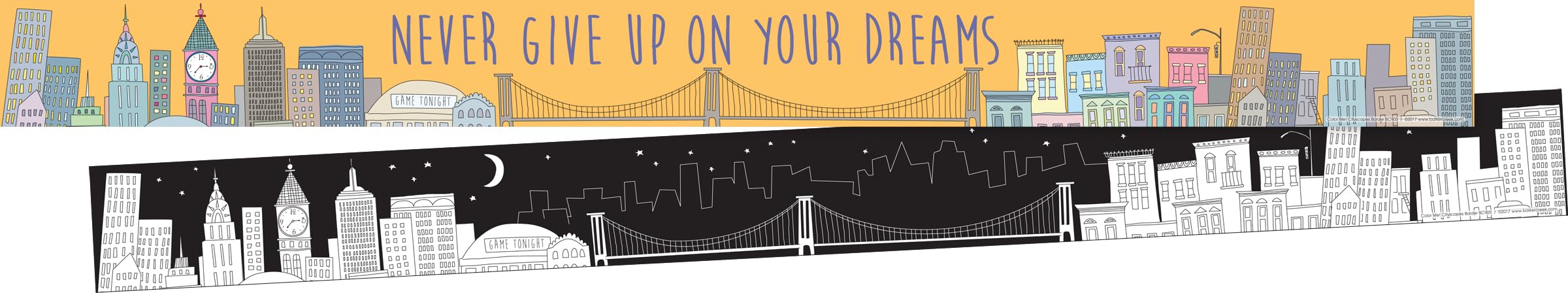 BARKER CREEK Double-Sided Bulletin Board Borders, 3" x 35", 12-Pack