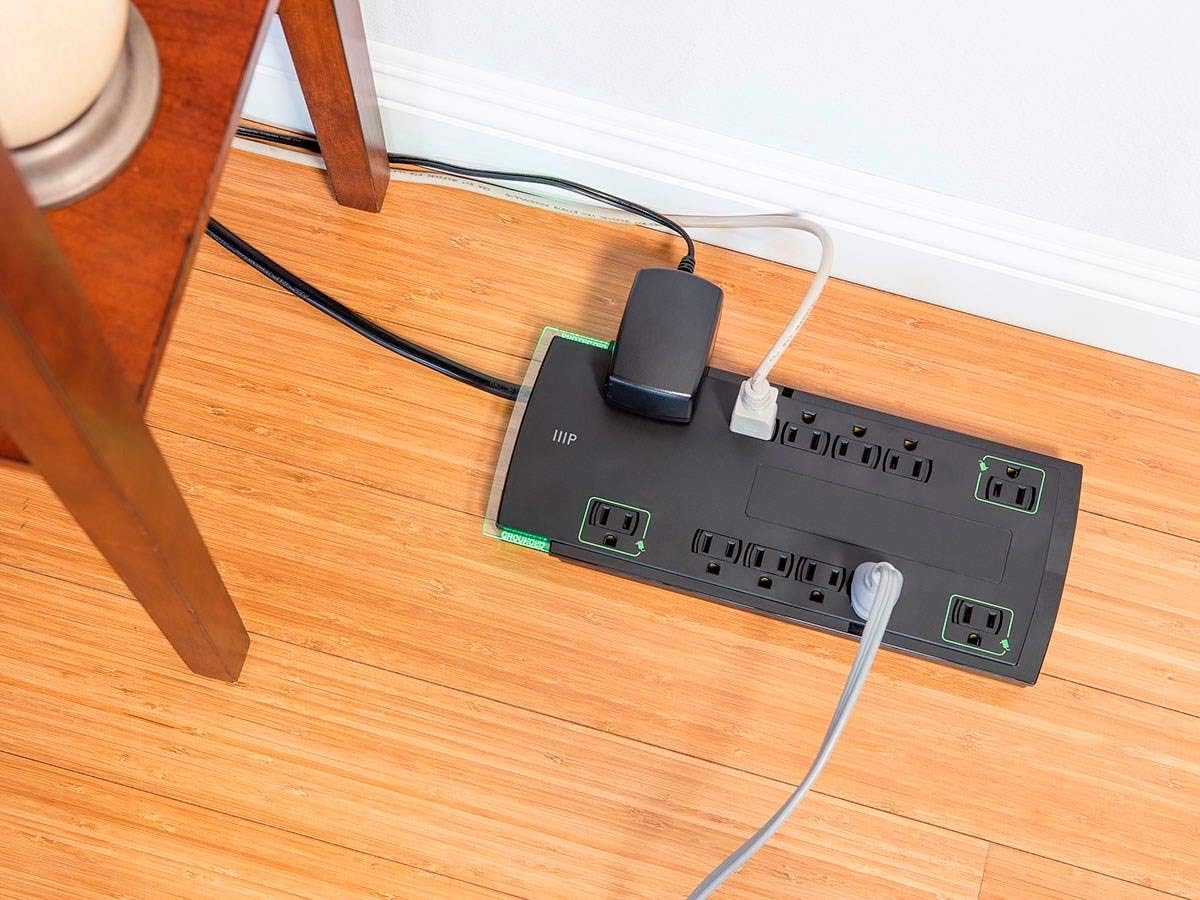 Monoprice 12 Outlet Slim Surge Protector Power Strip - 10 Feet - Black | Heavy Duty Cord | UL Rated, 4