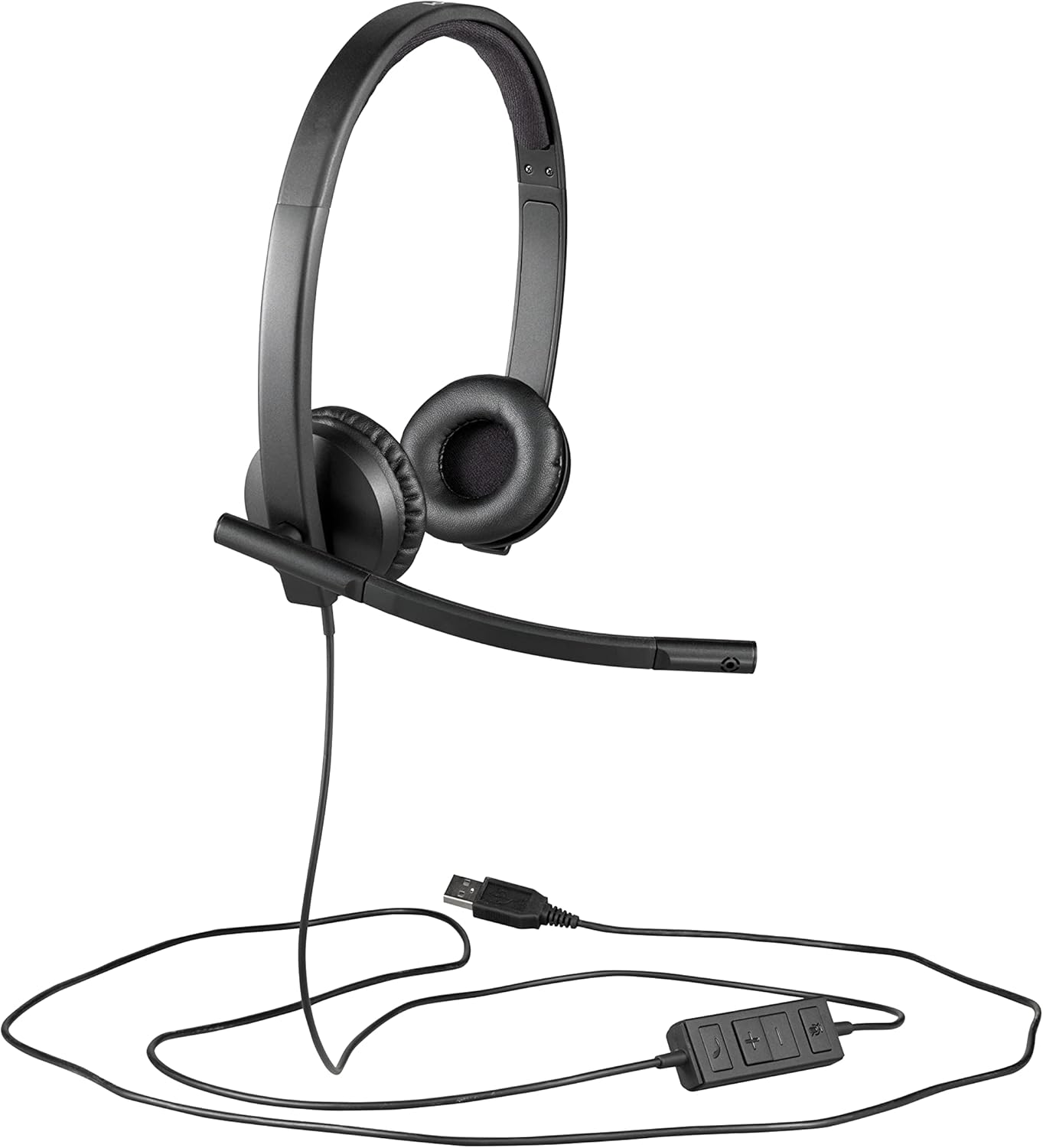 Logitech H570e Wired Headset, Stereo Headphones with Noise-Cancelling Microphone, USB, In-Line Controls with Mute Button