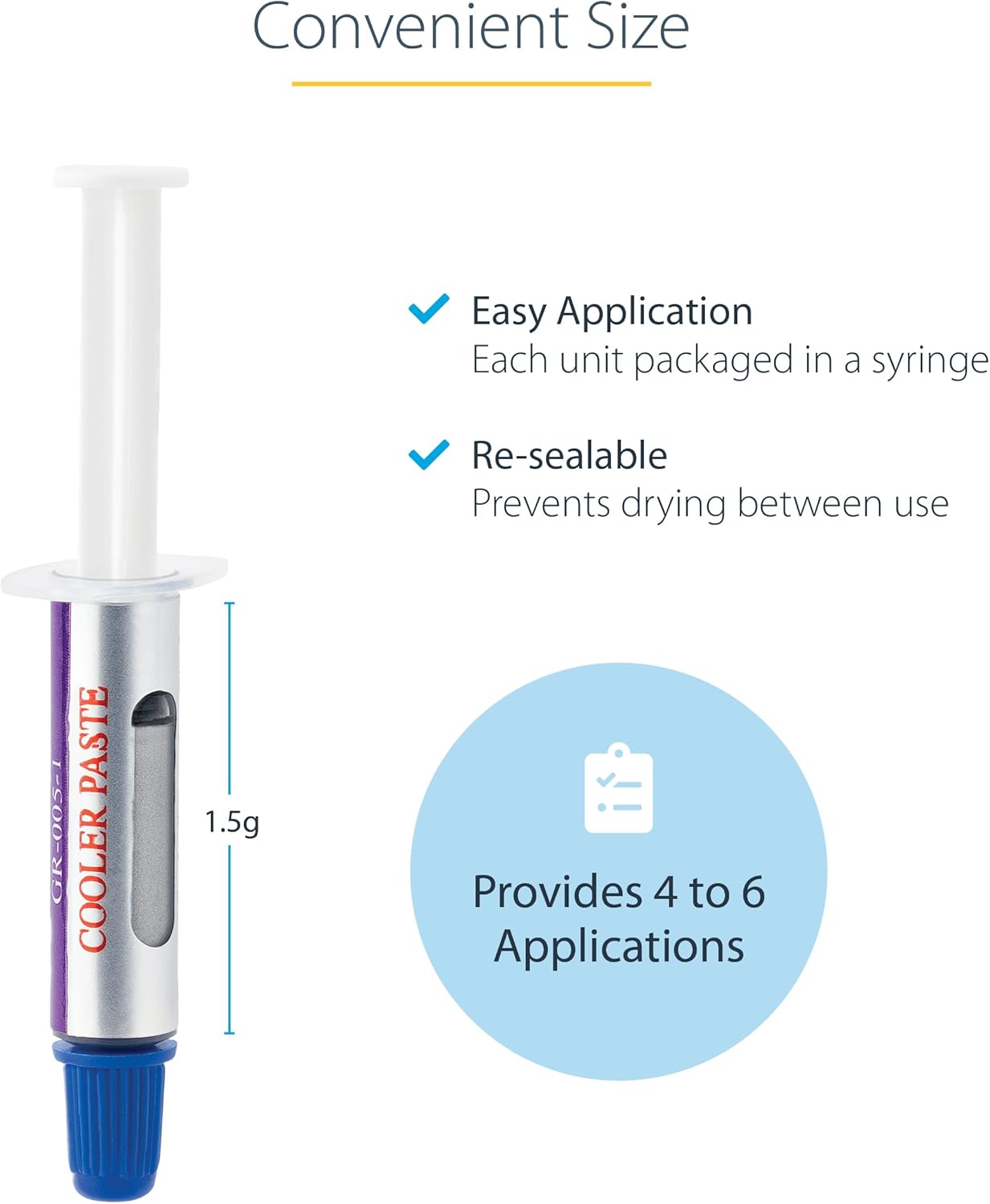 StarTech.com Thermal Paste, Metal Oxide Compound, Re-sealable Syringe