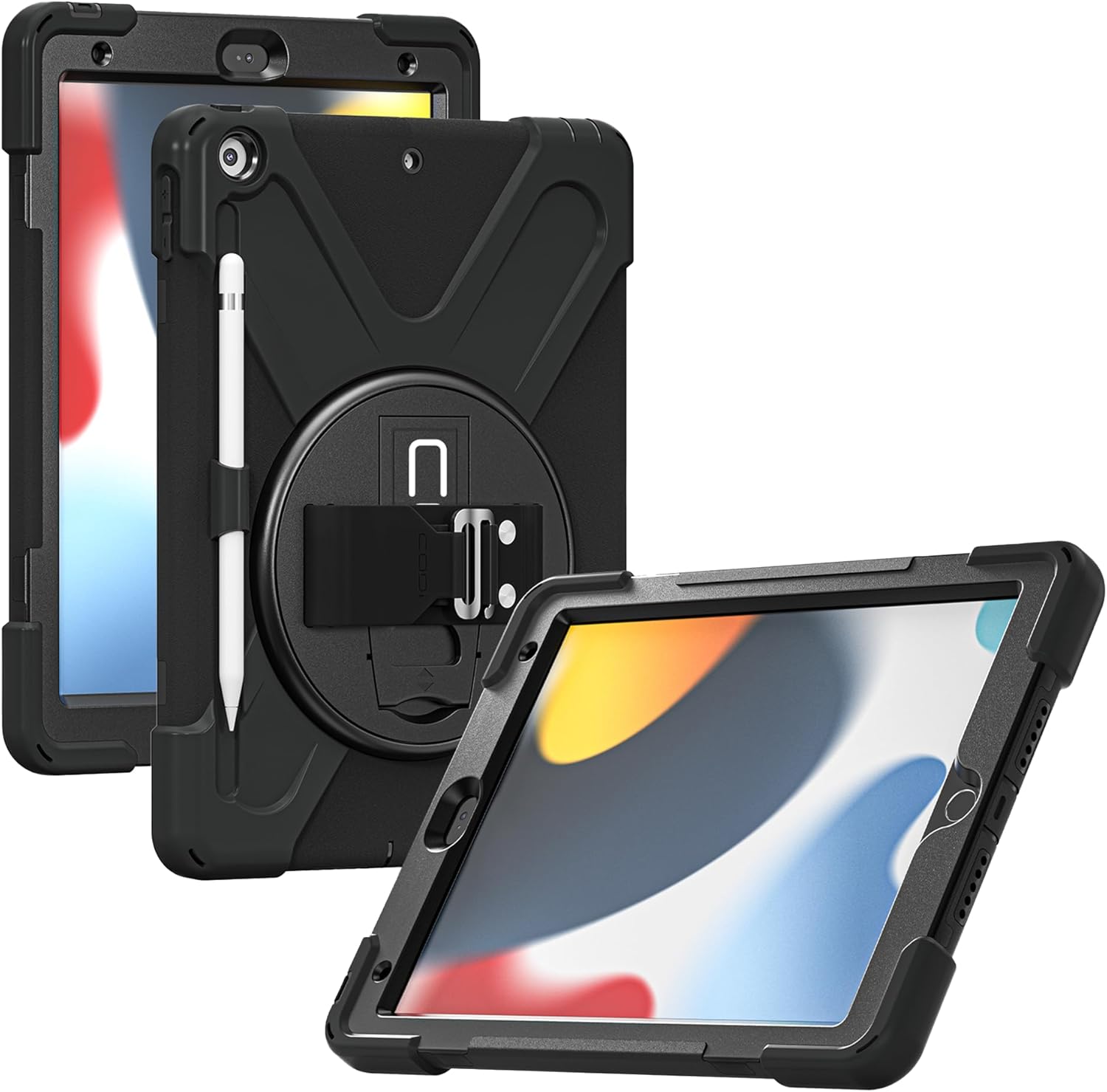 CODi Rugged iPad 10.2" Case for 9th, 8th, 7th Gen – Shockproof Protective Cover with Kickstand, Hand/Shoulder Strap