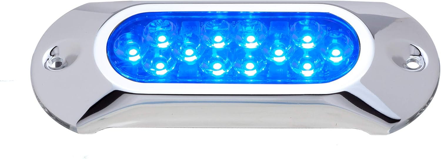 Attwood 65UW12B-7 Lightarmor Ultra-Bright 12-LED 1,650 Lumen Underwater Light, Sapphire Blue