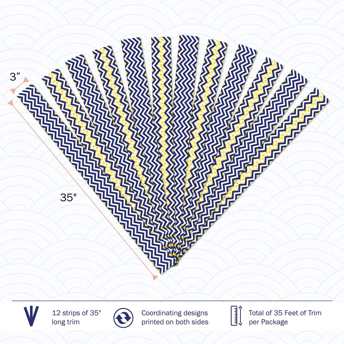 BARKER CREEK Double-Sided Chevron Border Strips, 3 in x 35 in