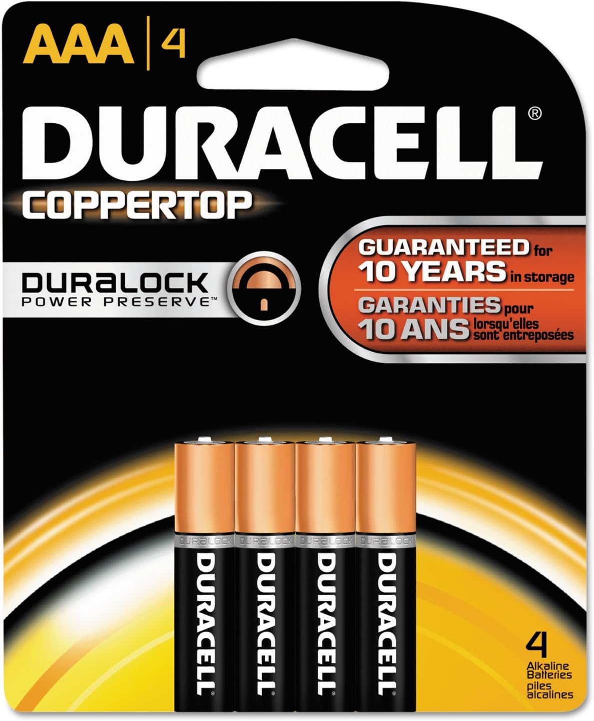 Duracell, MN2400B4Z, Standard Battery, AAA, Alkaline, PK4, Black