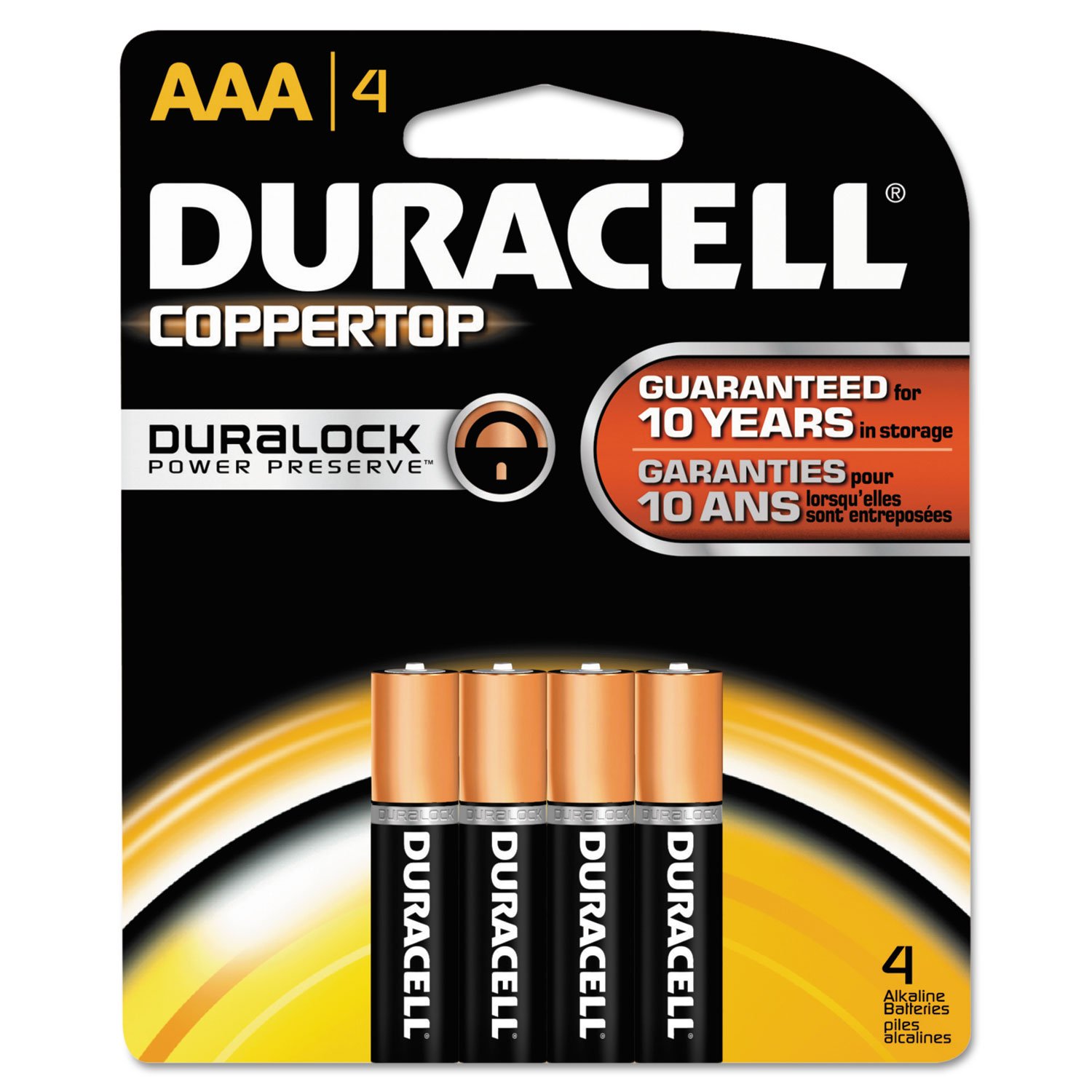 Duracell, MN2400B4Z, Standard Battery, AAA, Alkaline, PK4, Black