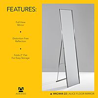 Adesso Alice Floor Mirror, Freestanding, Full Length Mirror with Foldable Kickstand, Lightweight, Brushed Steel Frame