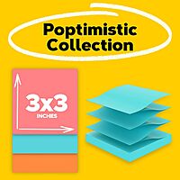 Post-it Pop-up Notes, 3x3 in, 12 Pads, America's #1 Favorite Sticky Notes, Poptimistic, Bright Colors, Clean Removal, Recyclable