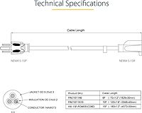 StarTech.com Power Extension Cord NEMA 5-15R to NEMA 5-15P
