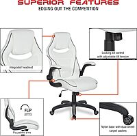 OSP Home Furnishings Xeno Ergonomic Adjustable Faux Leather Gaming Chair with Integrated Headrest and Airflow Cooling Material