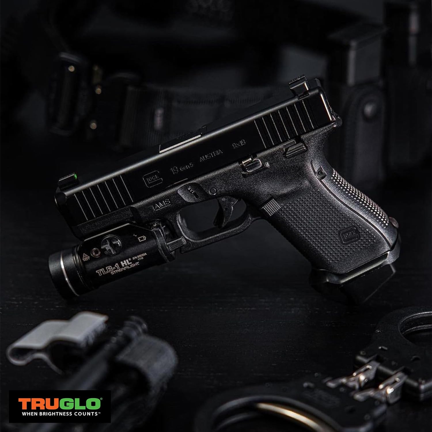 TRUGLO Tritium Pro Night Sights for Glock Handgun Models - Front & Rear Set (White Ring)