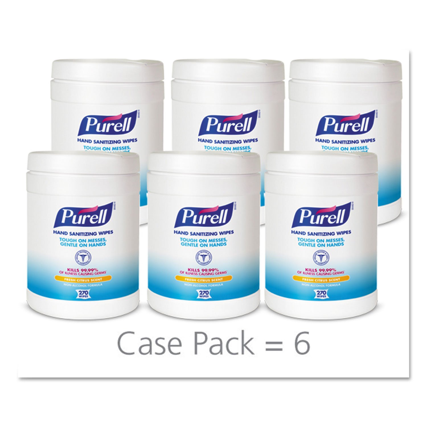 Purell Sanitizing Wipes, Canister of 270 Wipes - Fresh Citrus, 6.75 x 6 in.