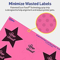 Avery Printable Star Labels, Sure Feed Technology, 2-1/4" x 2-3/8", Bright Pink, Print-to-The-Edge, Laser/Inkjet