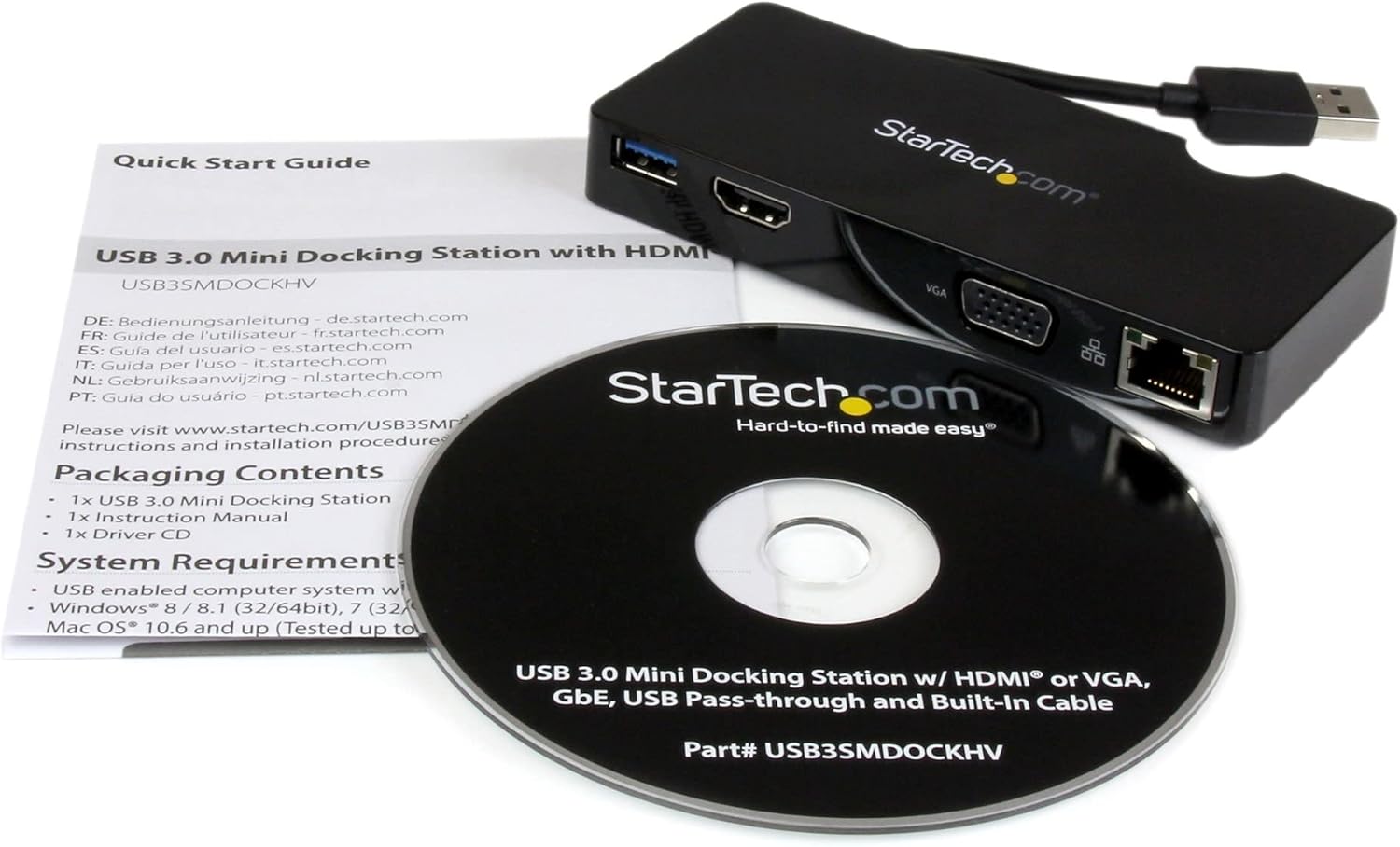 StarTech.com USB 3.0 to HDMI Adapter/Dock with USB 3.0 Pass-Through