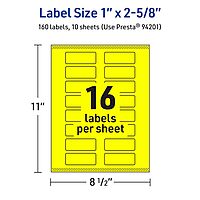 Avery Printable Rectangle Labels, Sure Feed Technology, 1" x 2-5/8", Neon Yellow, Print-to-The-Edge, Laser/Inkjet Compatible