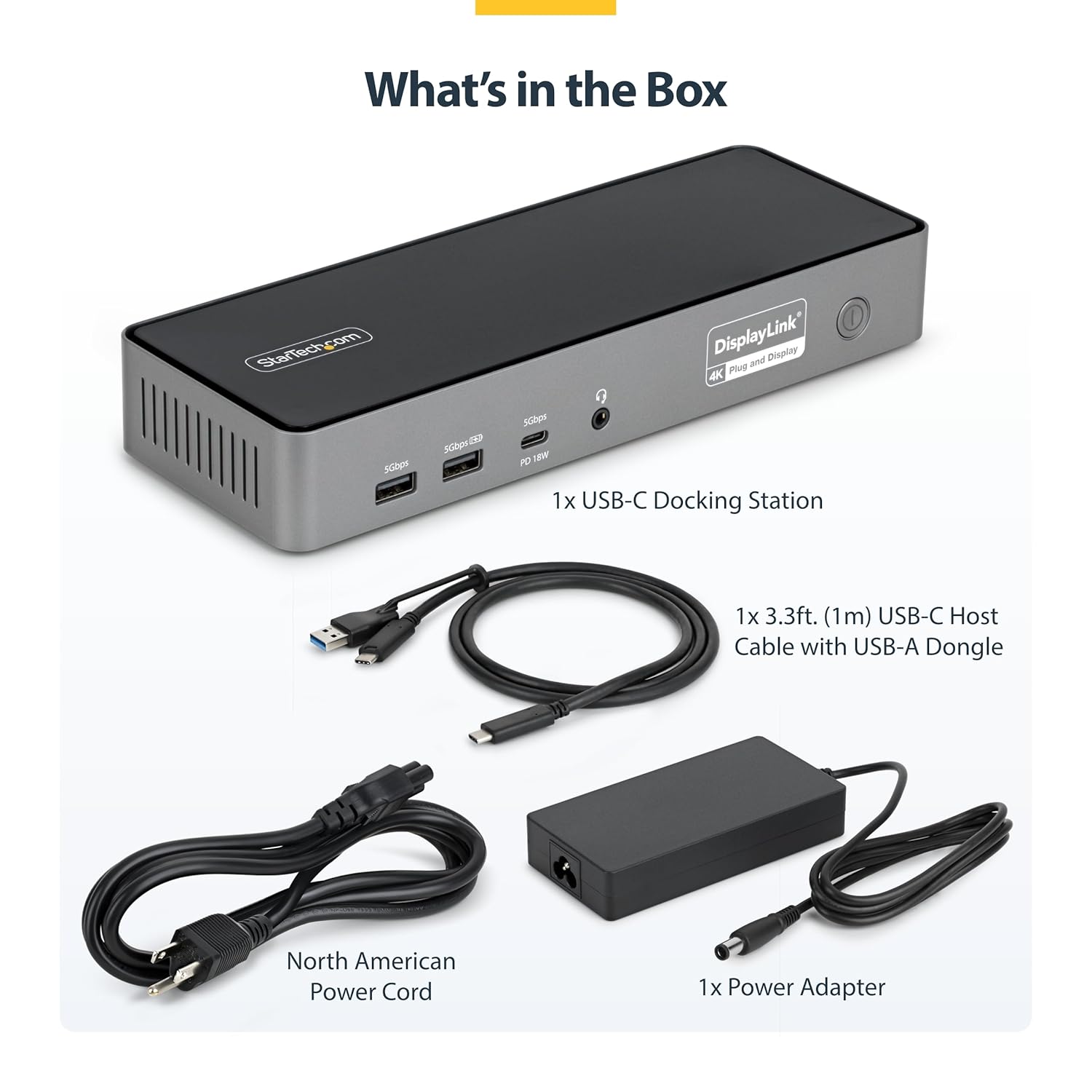 StarTech.com Triple Monitor USB-C Docking Station, 4K 60Hz DisplayLink Dock for MacBook M1 M2 M3 M4 & Windows, 2.5GbE